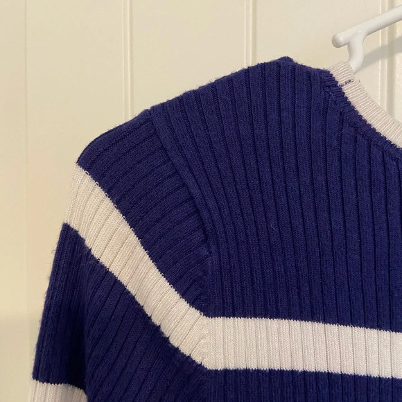Express women’s blue striped stretchy thin knit sweater — large - Picture 6 of 6